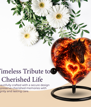 Optimized SEO Title Fiery Horse Heart Cremation Urn for Ashes, Personalized Adult Memorial Urn, Horse Cremation Urn