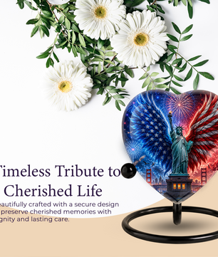 American Eagle Wings Statue of Liberty Urn – Adult Urn for Ashes, Patriotic Cremation Urn