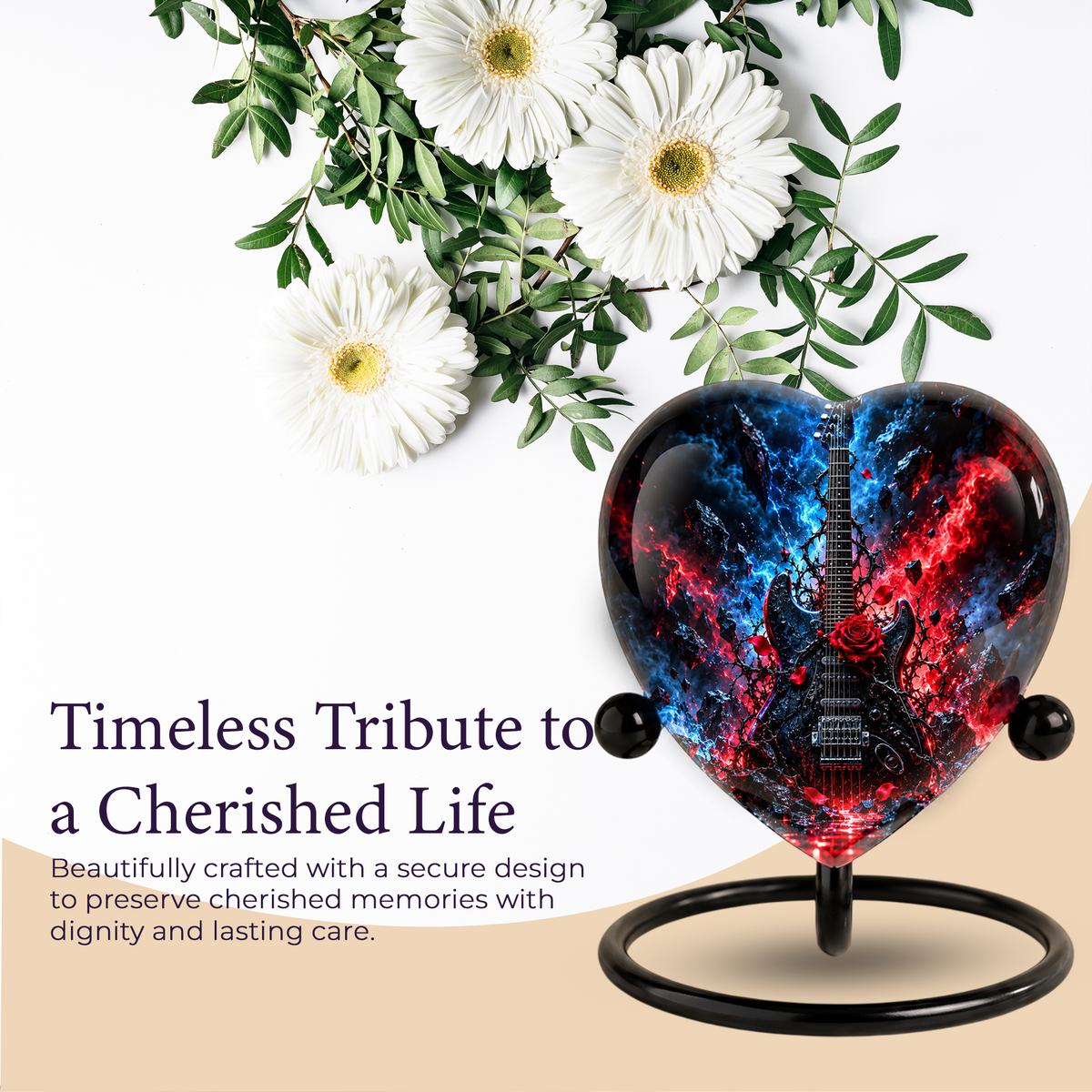 Electric Guitar Cremation Urn for Ashes, Rock Music Memorial Urn, Personalized Guitar Urn