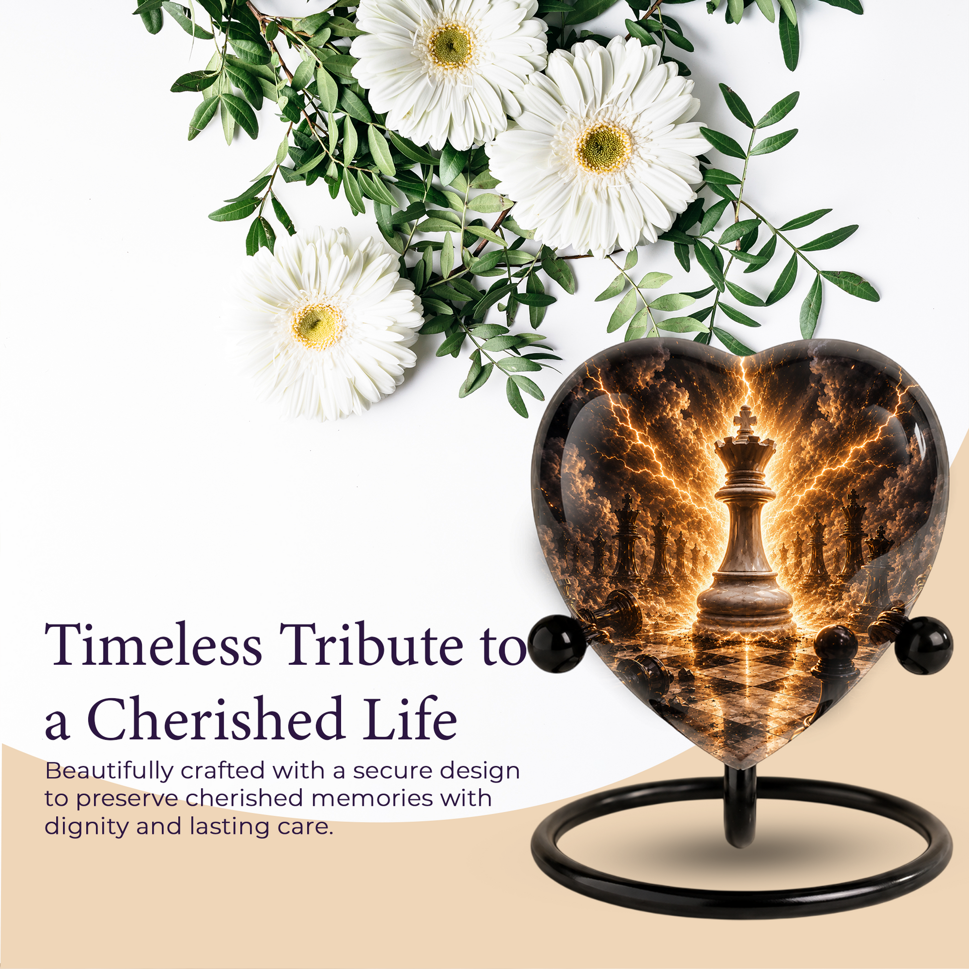 Royal Chess King Heart Adult Urn – Adult Urn, Urns for Adult Ashes,Adult Cremation Urns