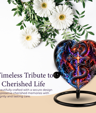 Dragon Cremation Urn for Ashes, Fantasy Dragon Memorial Urn, Cross Urn for Men, Personalized Adult Cremation Urn, Gothic Dragon Urn