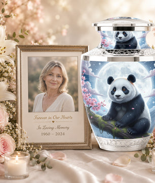 Panda Cremation Urn for Mom, Personalized Moon Memorial Urn for Baby Ashes
