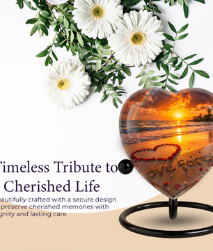 Beach Urn for Human Ashes – Ocean Sunset Cremation Urn, Beach Keepsake Urn & Beautiful Memorial Urn