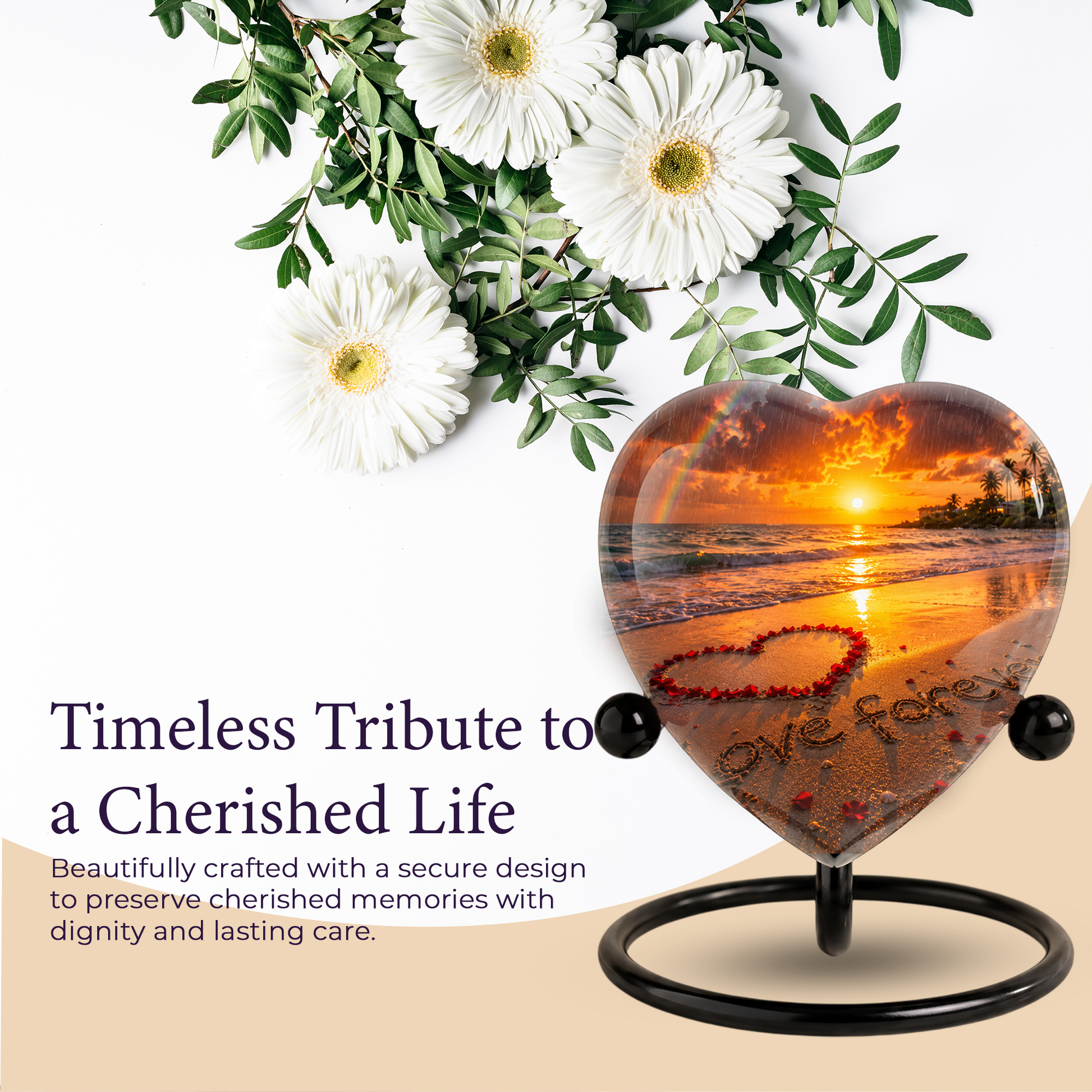 Beach Urn for Human Ashes – Ocean Sunset Cremation Urn, Beach Keepsake Urn & Beautiful Memorial Urn