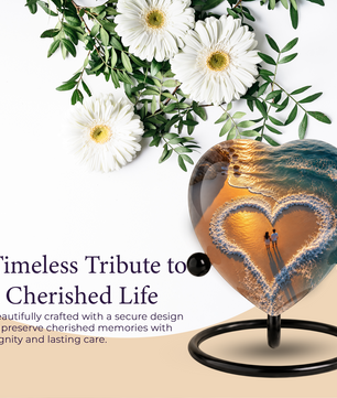 Beach Heart Cremation Urn for Adult Ashes, Personalized Ocean Memorial Urn, Adult Urn for Human Ashes, Custom Beach Urn