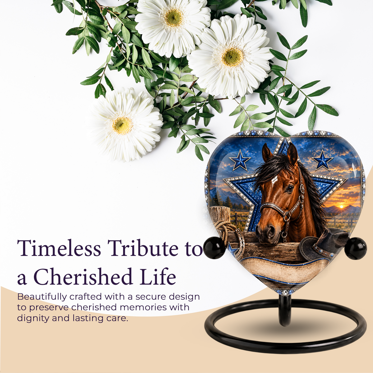 Horse Memorial Wind Chime – Heart-Shaped Western Horse Remembrance Garden Decoration