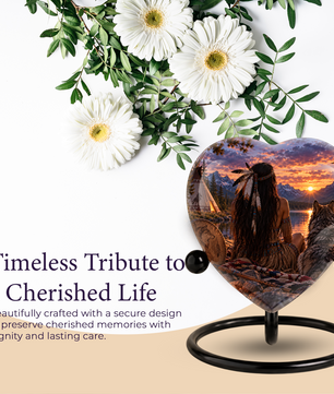 Native American Wolf Adult Cremation Urn for Ashes, Personalized Adult Urn, Wolf Memorial Urn, Indigenous Inspired Heart Urn, Adult Cremation Urn