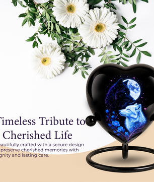 Wolf & Moon Heart Adult Urn – Adult Urn, Urns for Adult Ashes,Adult Cremation Urns