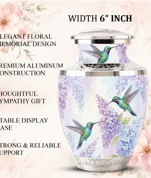 Green Hummingbird Cremation Urn - Couple Humming Bird Urn For Companion