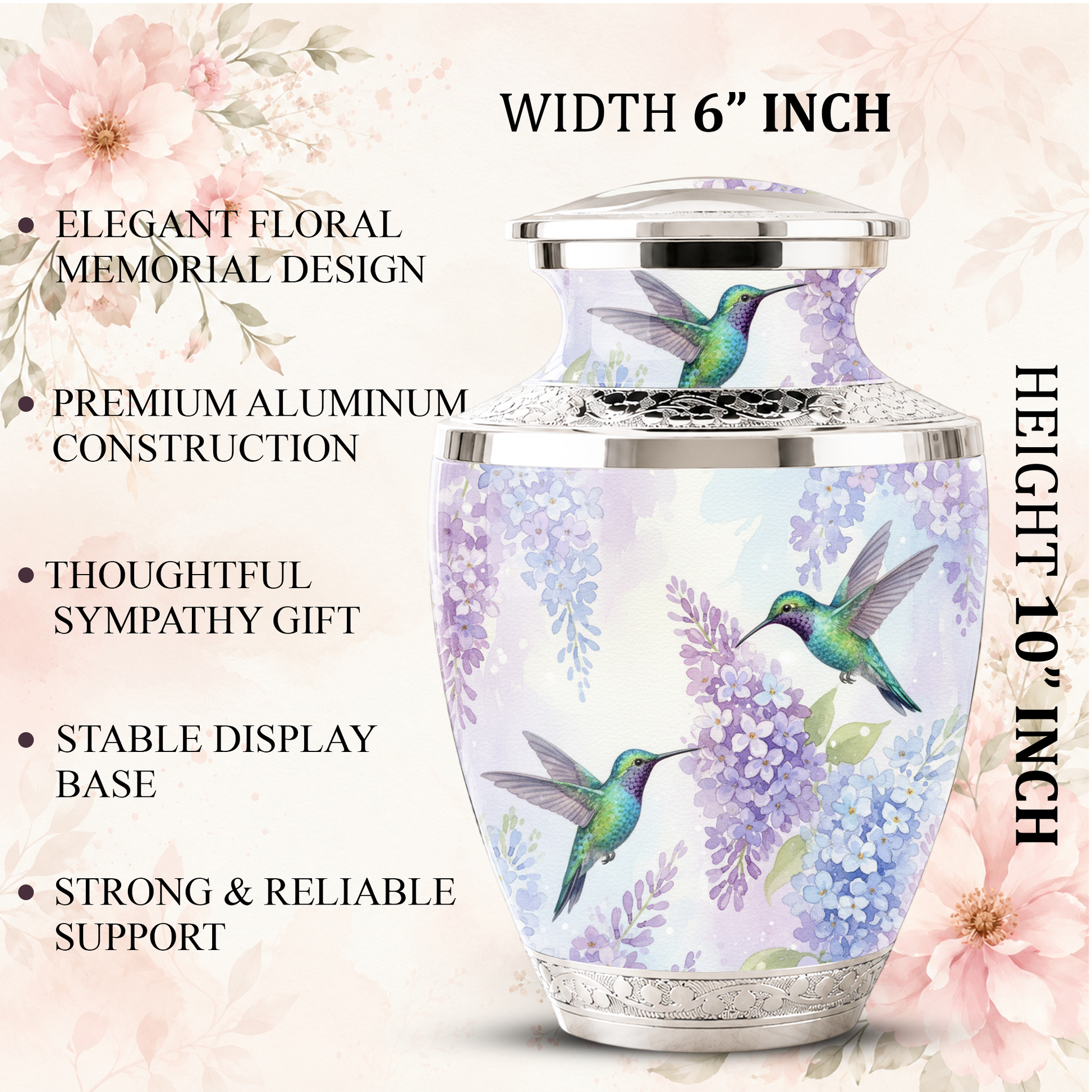 Green Hummingbird Cremation Urn - Couple Humming Bird Urn For Companion
