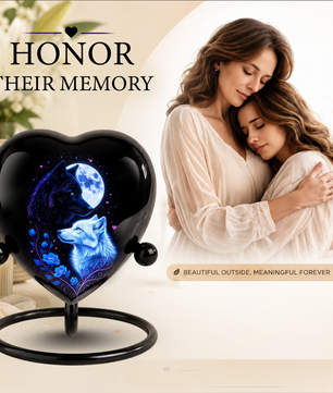 Wolf & Moon Heart Adult Urn – Adult Urn, Urns for Adult Ashes,Adult Cremation Urns