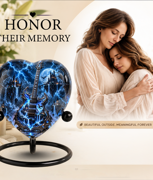 Fantasy Guitar Cremation Urn for Ashes, Musician Memorial Urn, Personalized Guitar Urn,
