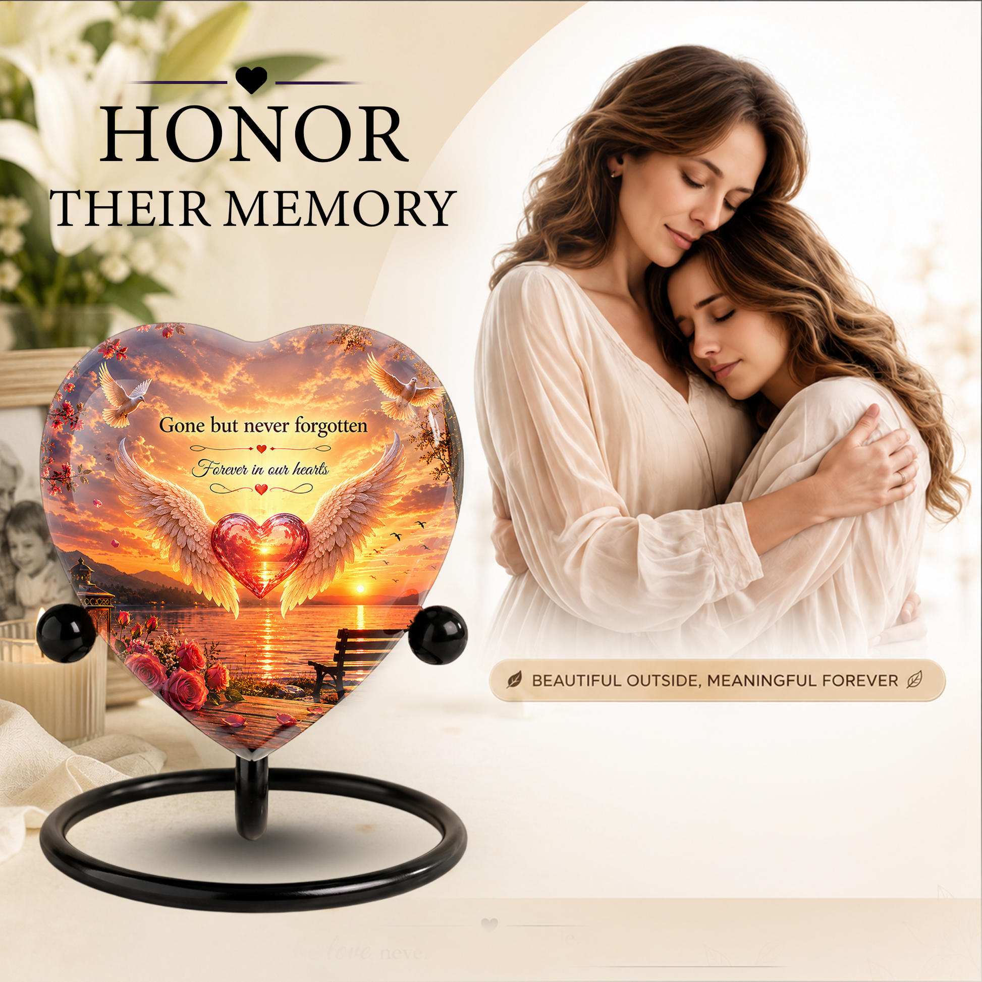 Angel Wing Sunset Urn – Adult Urn for Ashes, Angel Wings Memorial Cremation Urn, Sunset Adult Cremation Urn