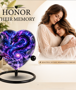Dragon Adult Cremation Urn for Ashes, Fantasy Dragon Memorial Urn, Personalized Heart Shaped Adult Urn, Dragon Cremation Urn