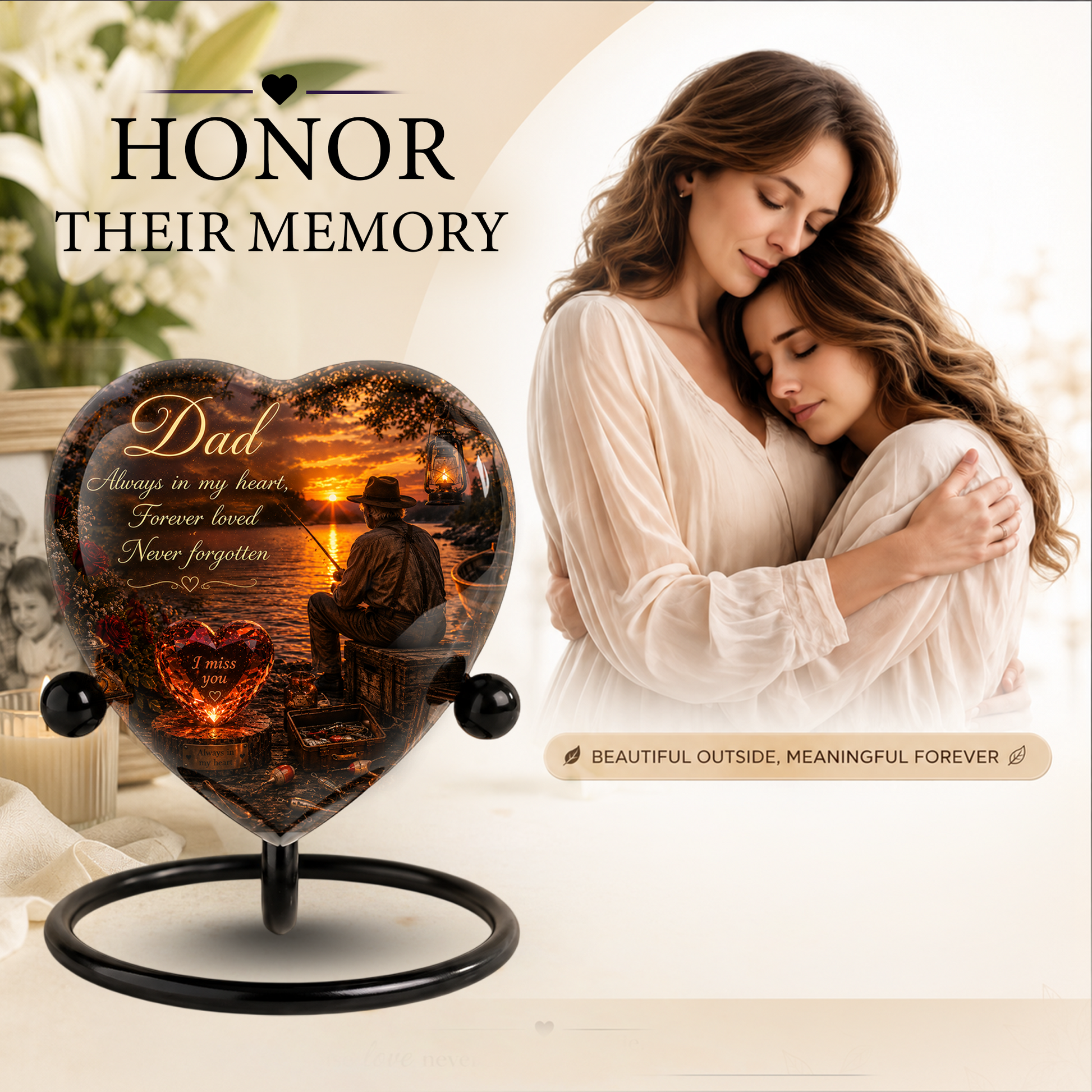 Fishing Urn for Dad – Gone Fishing Urn for Human Ashes, Fishing Cremation Urn & Personalized Dad Memorial Urn