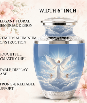 Guardian Angel Cremation Urn for Mom, Personalized Angel Memorial Urn for Human Ashes
