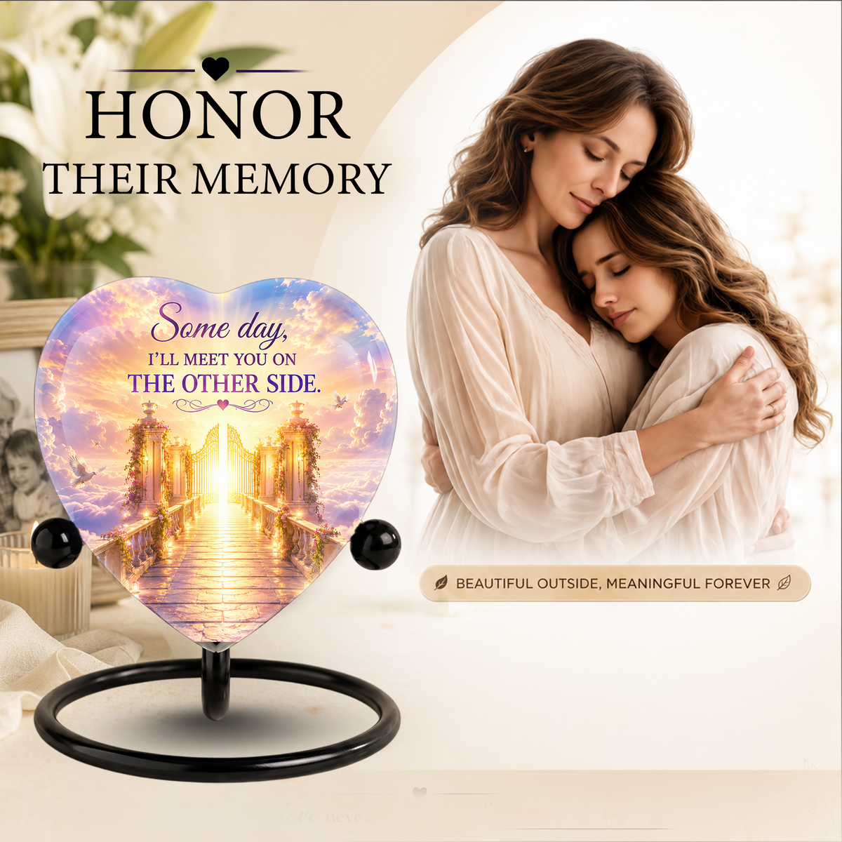Heavenly Gate Memorial Urn – Adult Urn for Ashes, Heaven Cremation Urn, Heart-Shaped Adult Cremation Urn