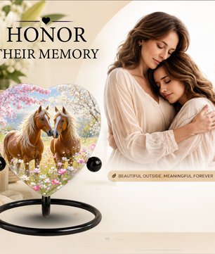 Horse Urn, Adult Urn for Ashes, Horse Memorial Urn, Heart-Shaped Horse Cremation Urn