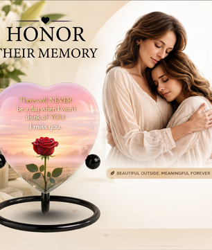 Rose Flower Heart Cremation Urn for Human Ashes – Memorial Keepsake Urn