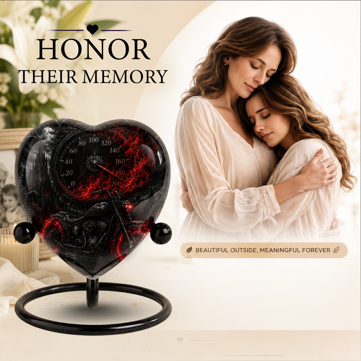 Motorcycle Bike Cremation Urn for Dad – Personalized Adult Male Urn for Ashes