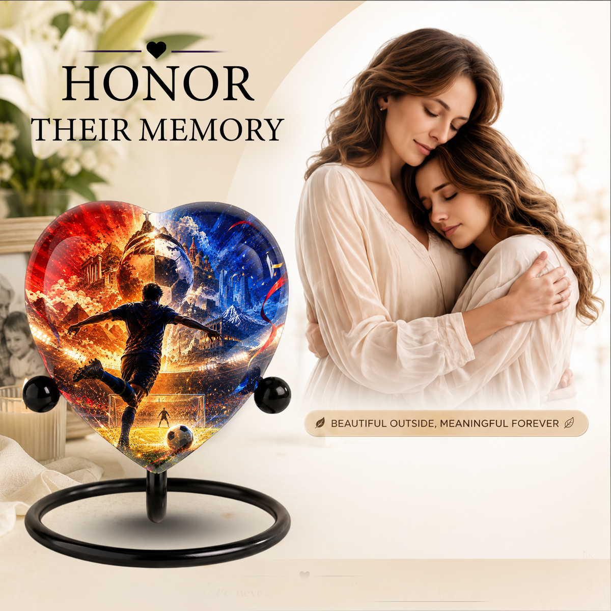 Personalized Soccer Cremation Urn for Ashes, Adult Urn for Dad, Men & Sports Fans