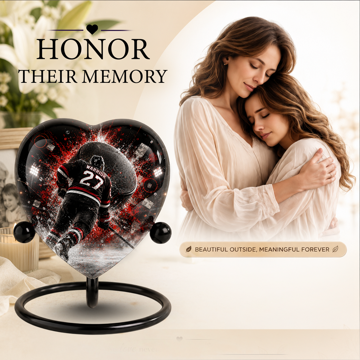 Personalized Hockey Cremation Urn for Dad | Adult Ice Hockey Urn for Ashes & Men