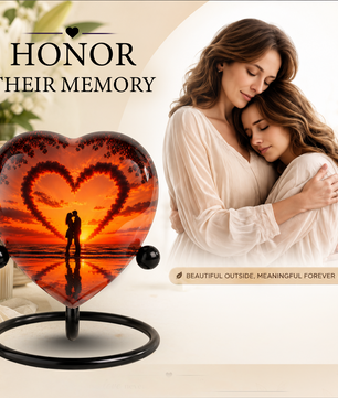 Sunset Heart Cremation Urn for Adult Ashes, Personalized Beach Urn for Human Ashes, Romantic Ocean Memorial Urn