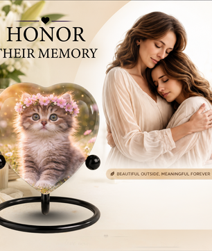 Cat Urn Heart-Shaped Memorial – Beautiful Adult Cremation Urn for Cat Ashes