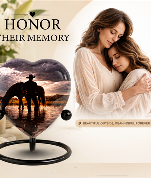 Cowboy Heart Urn for Dad, Personalized Keepsake Urn for Dad Memorial Urn for Men