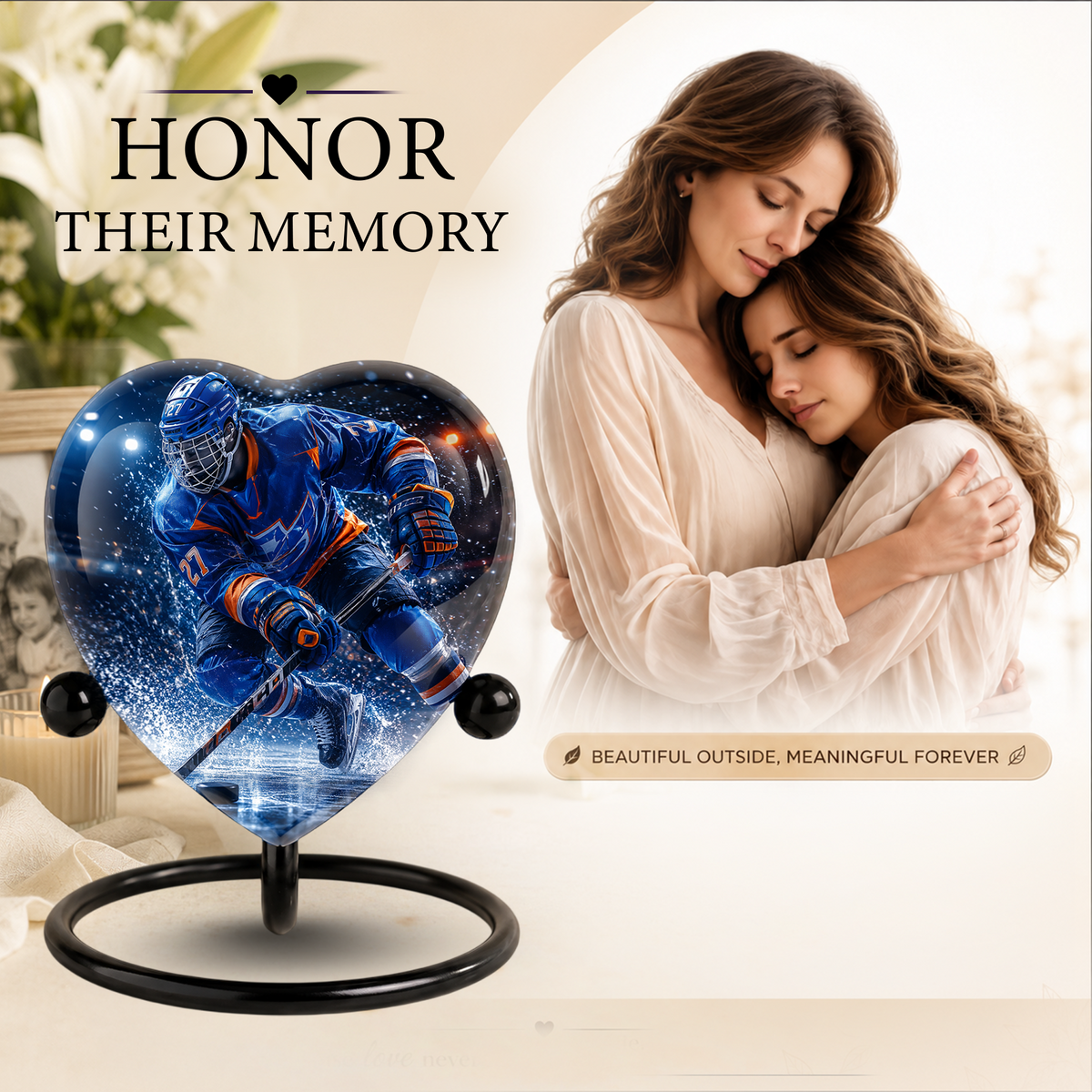 Hockey Urn for Dad – Personalized Adult Male Cremation Urn for Ashes