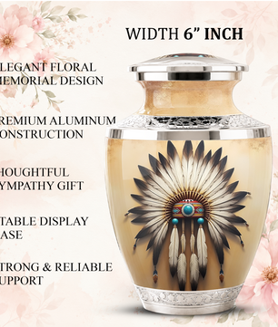 Native American Western Cremation Urn for Dad & Mom, Personalized Memorial Urn