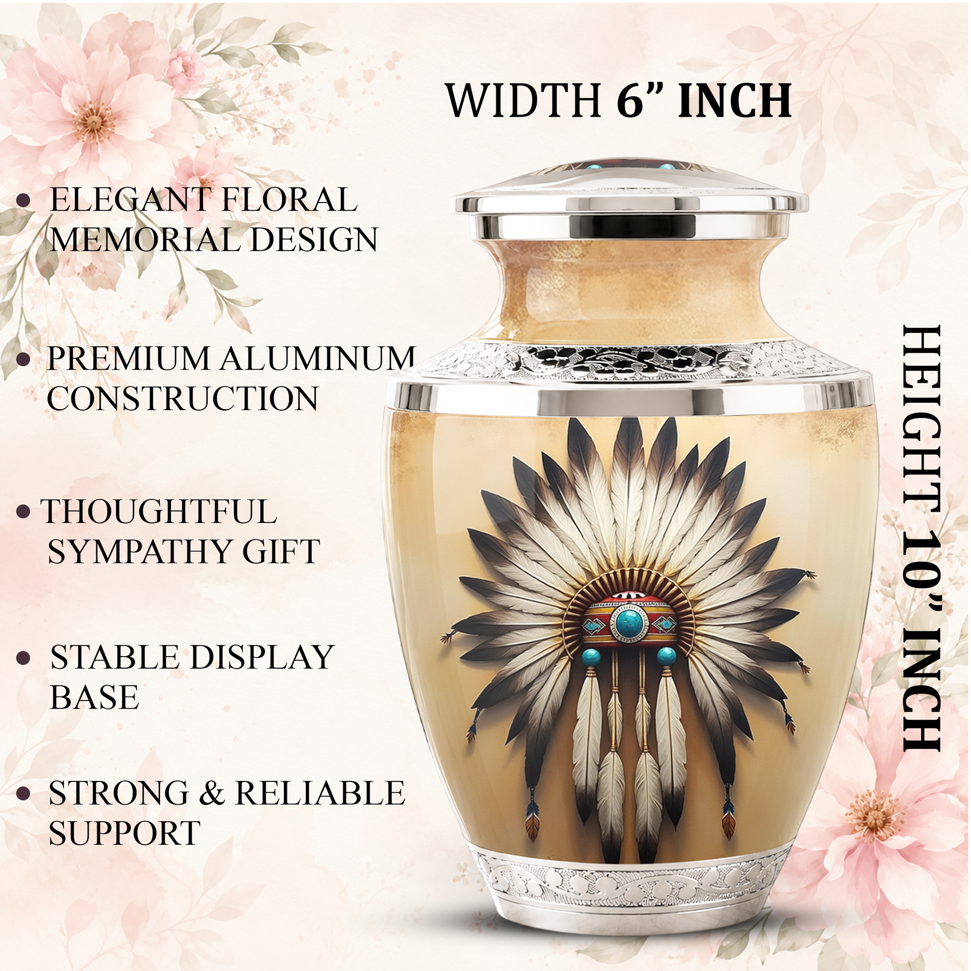 Native American Western Cremation Urn for Dad & Mom, Personalized Memorial Urn