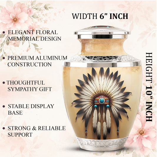 Native American Western Cremation Urn for Dad & Mom, Personalized Memorial Urn