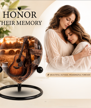 Cowboy Sunset Heart-Shaped Adult Cremation Urn for Dad, Father & Men – Rustic Memorial Urn