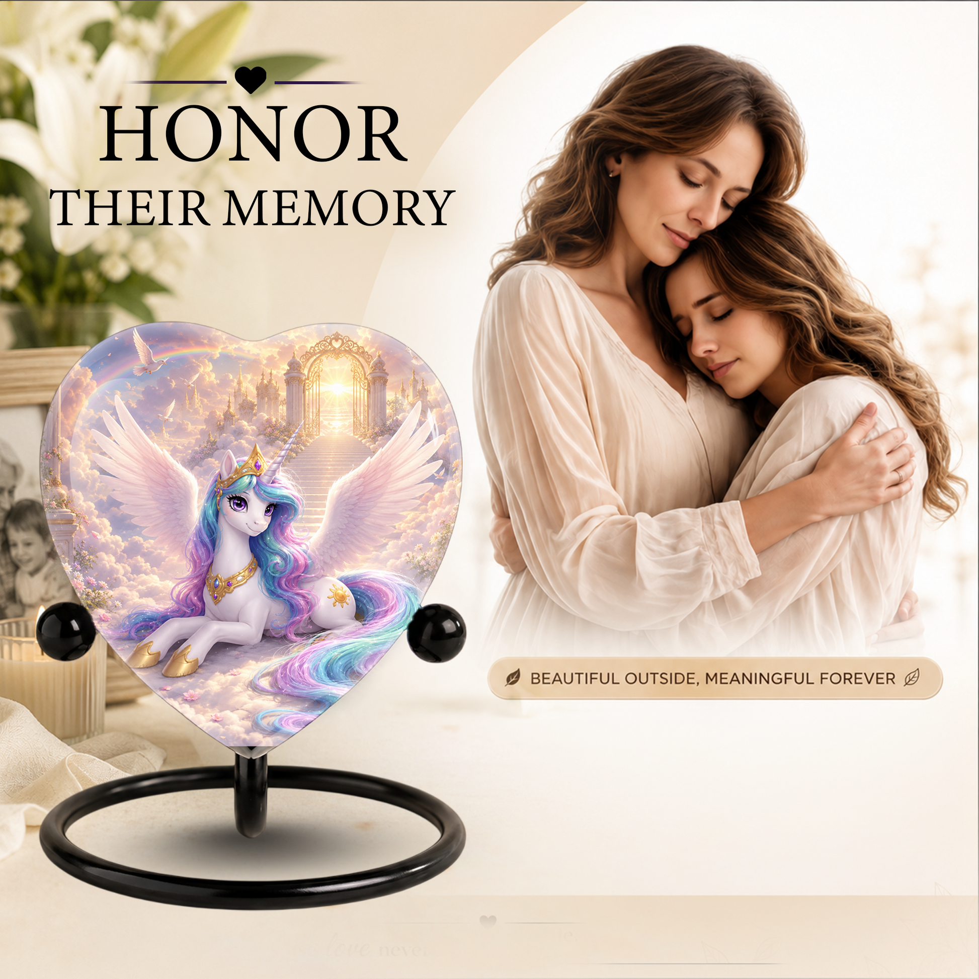 Unicorn Heaven Urn – Adult Urn for Ashes, Unicorn Cremation Urn, Heavenly Rainbow Memorial Urn