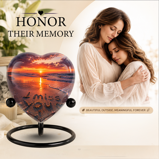 Beach Urn for Human Ashes – Ocean Sunset Beach Cremation Urn, Beach Keepsake Urn & Memorial Urn