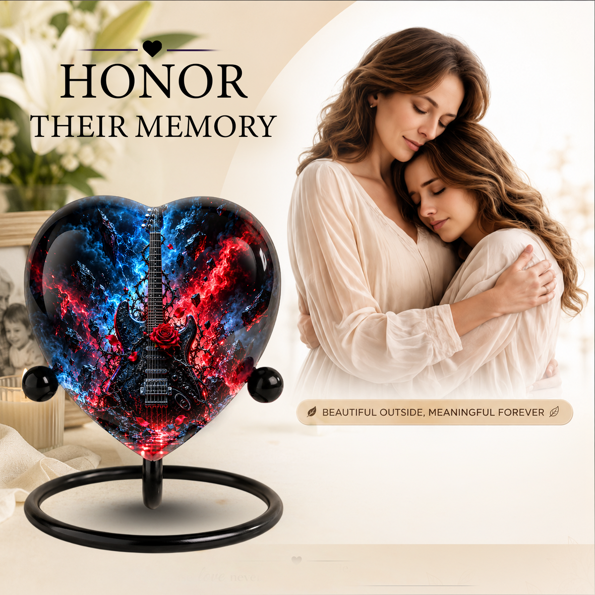 Electric Guitar Cremation Urn for Ashes, Rock Music Memorial Urn, Personalized Guitar Urn