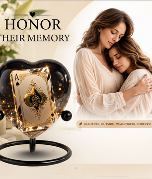 Ace of Spades Adult Urn – Luxury Playing Card Heart Design Adult Cremation Urn for Ashes