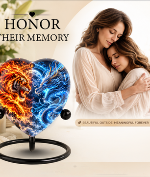 Tiger and Dragon Adult Urn for Ashes, Fire and Ice Memorial Urn, Personalized Adult Cremation Urn