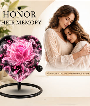 Pink Rose Adult Cremation Urn for Ashes, Personalized Rose Memorial Urn, Heart Shaped Adult Urn, Pink Flower Cremation Urn, Love Urn