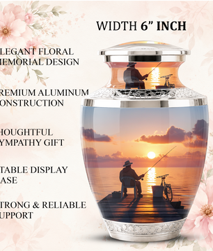 Gone Fishing Cremation Urn for Dad, Personalized Fisherman Funeral Urn for Male