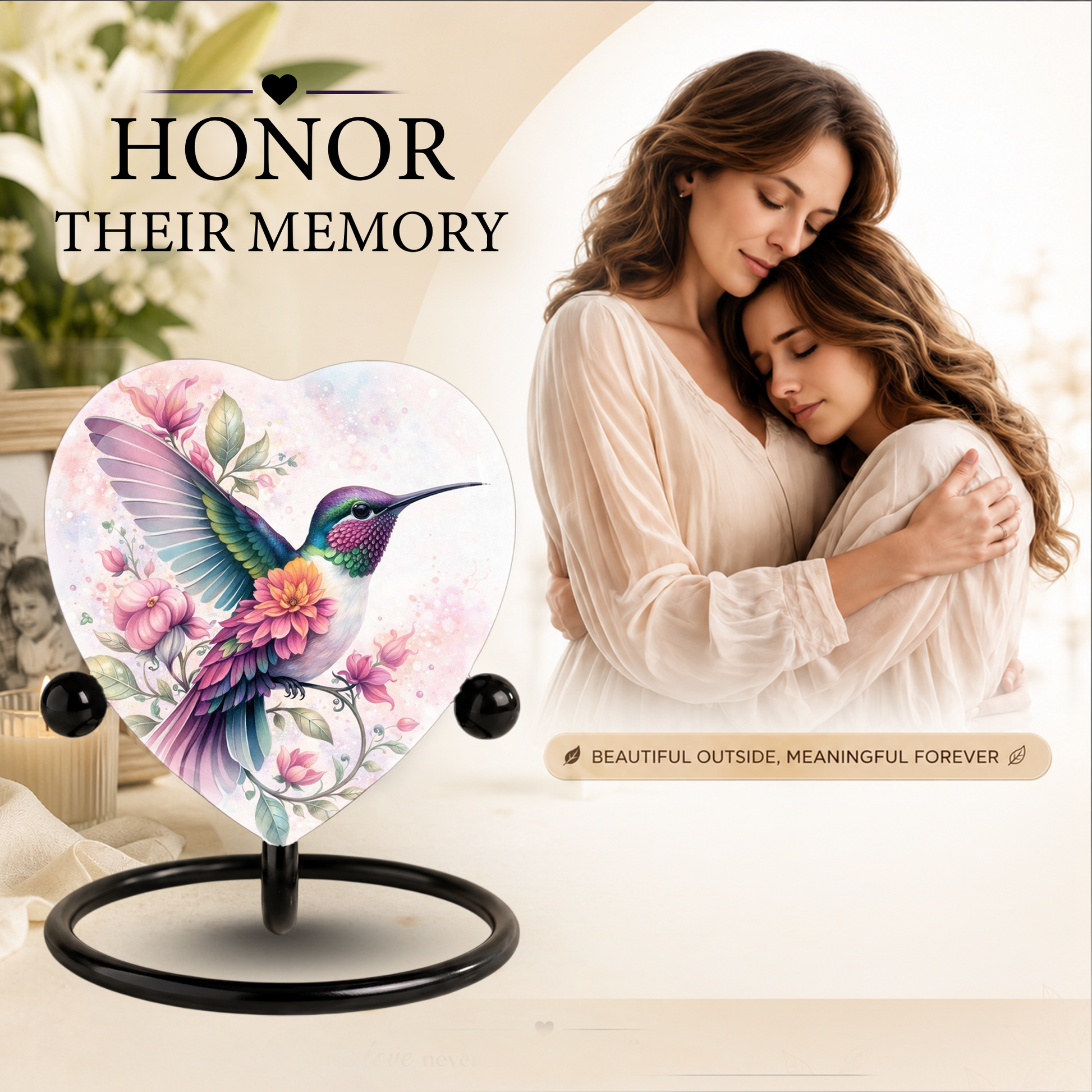 Hummingbird Cremation Urn – Adult Urn for Ashes, Beautiful Memorial Urn for Adults