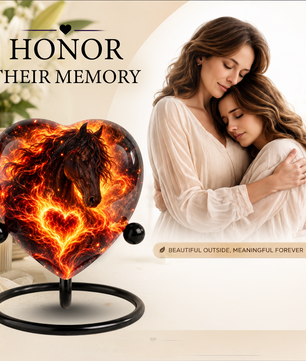 Optimized SEO Title Fiery Horse Heart Cremation Urn for Ashes, Personalized Adult Memorial Urn, Horse Cremation Urn