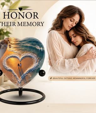 Beach Heart Cremation Urn for Adult Ashes, Personalized Ocean Memorial Urn, Adult Urn for Human Ashes, Custom Beach Urn