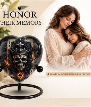 Skull King Heart Cremation Urn for Adults – Unique Adult Urn for Ashes