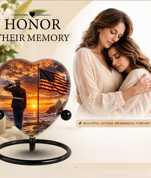 American Flag Urn for Dad, Personalized Military Cremation Urn for Men, Patriotic Adult Urn for Father