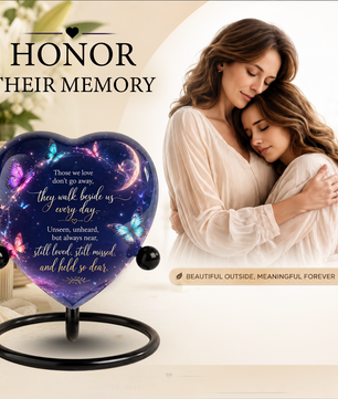 Butterfly Heart Shaped Urn for Ashes – Beautiful Memorial Butterfly Urn for Human Ashes