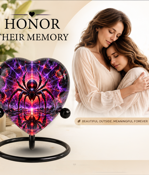Spider Cremation Urn for Ashes, Gothic Spider Memorial Urn, Black Widow Spider Urn, Web Themed Adult Urn, Personalized Heart Shaped Urn