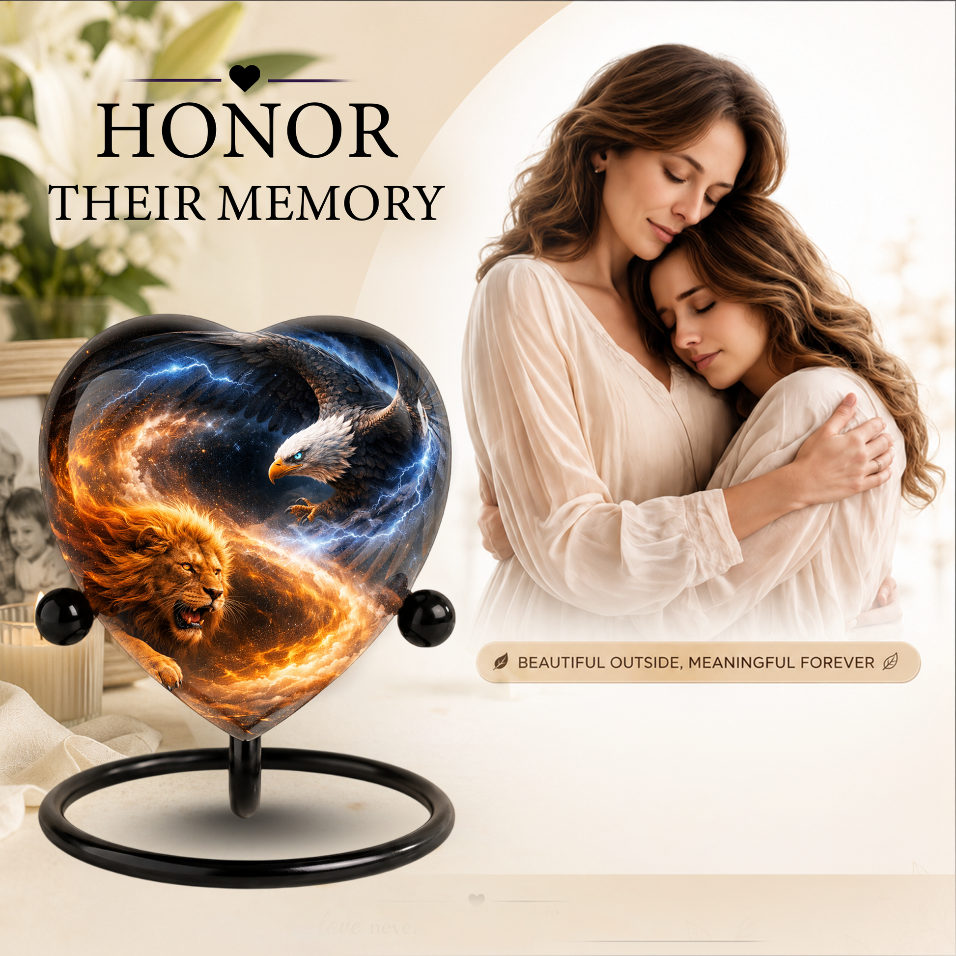 Lion and Eagle Urn, Adult Urn, Urns for Adult Ashes, Adult Urns for Ashes, Adult Cremation Urn