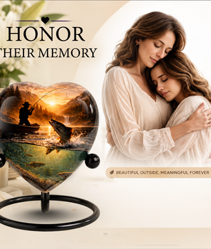 Fishing Urn for Dad – Gone Fishing Cremation Urn for Human Ashes, Personalized Adult Male Keepsake Urn
